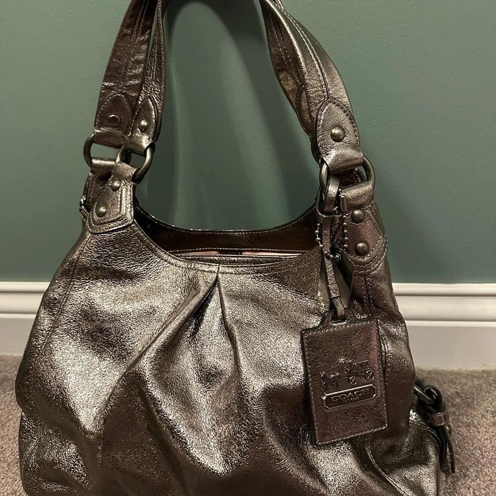 Coach Maggie metallic gunmetal shoulder bag - Picture 5 of 9